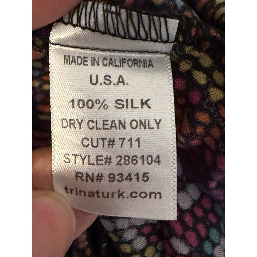 Trina Turk Silk Halter Top Scarf Neck Mosaic Dot Print Blouse Multi Color Size 6 - Picture 4 of 4